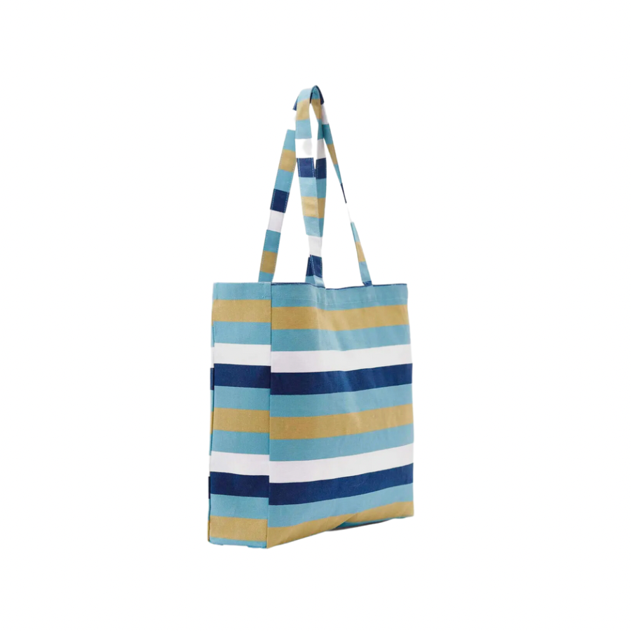 Coastal Stripe Blue Little Shopper Tote Bag