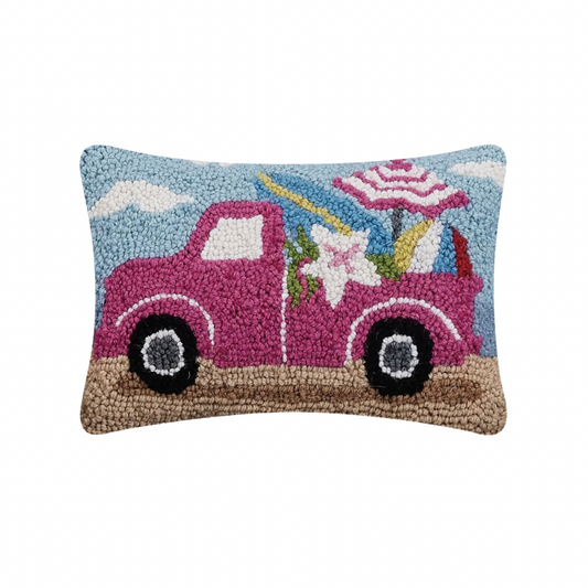 Pink Truck Hook Pillow