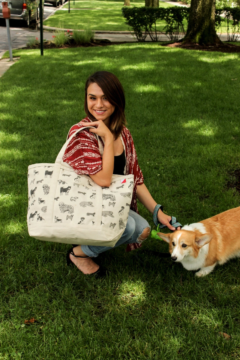 Classic Canvas Large Tote Dog Print