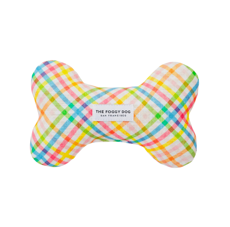 Rainbow Gingham Spring Dog Toy