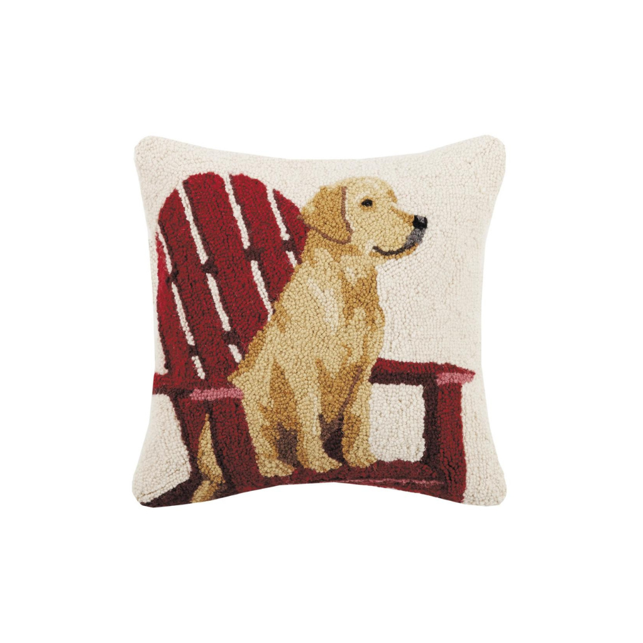 Retriever Dog with Adirondack Hook Pillow