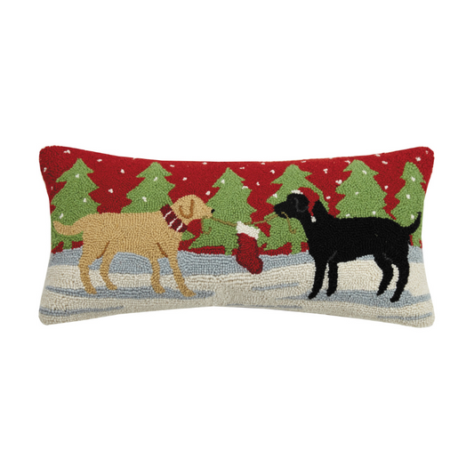 Playful Christmas Dogs Hook Pillow