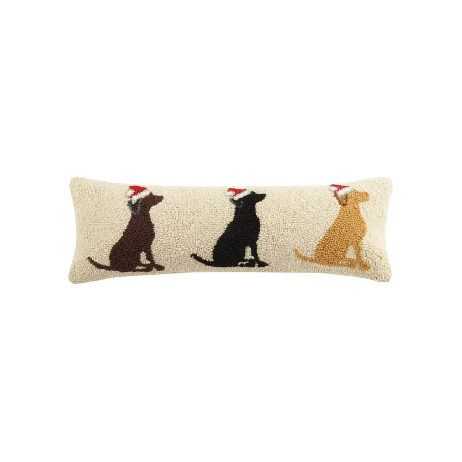 Labrador Dogs with Santa Hat Hook Pillow