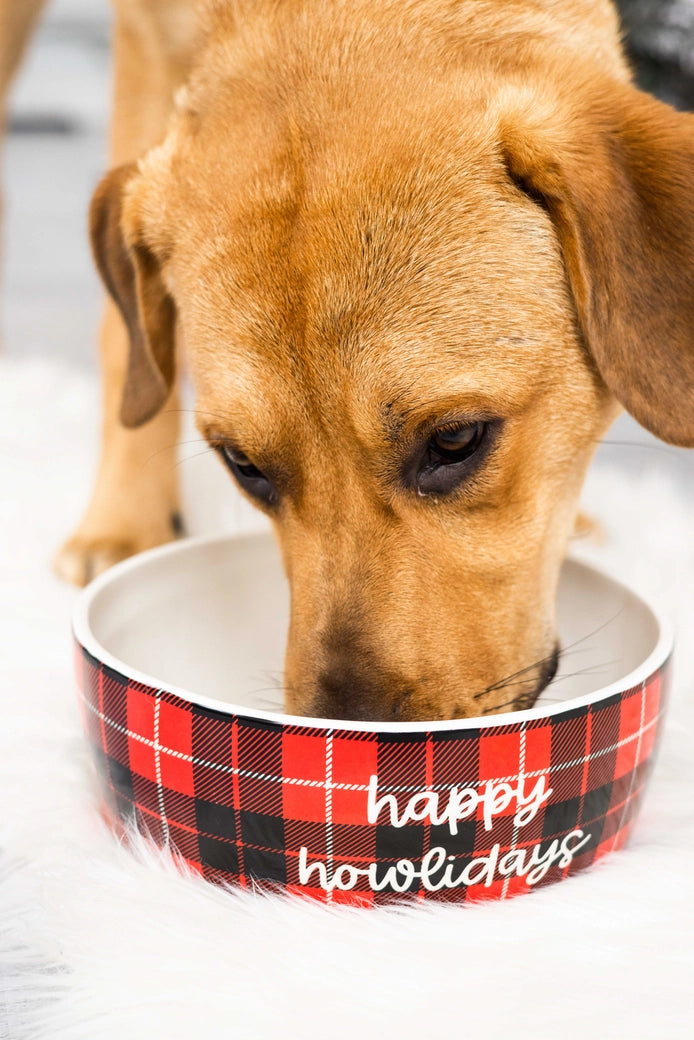 "Happy Howlidays" Holiday Ceramic Dog Bowl