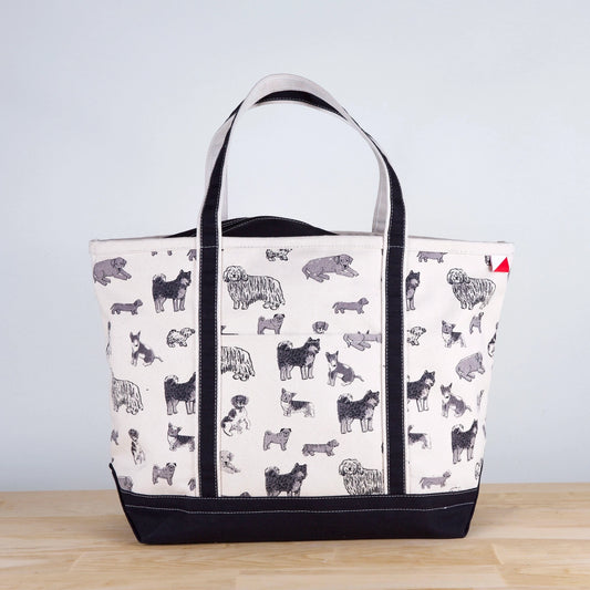 Classic Canvas Large Tote Dog Print