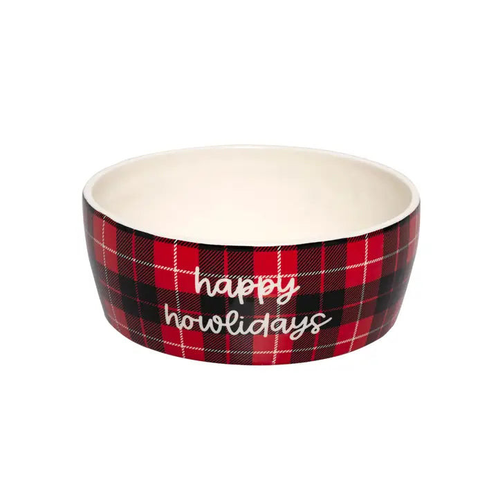 "Happy Howlidays" Holiday Ceramic Dog Bowl