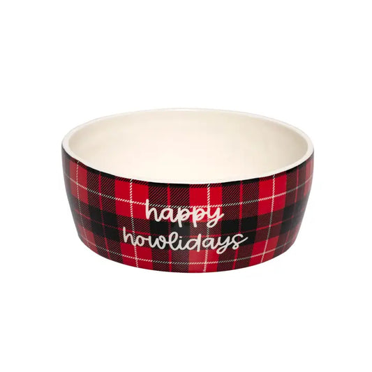 "Happy Howlidays" Holiday Ceramic Dog Bowl